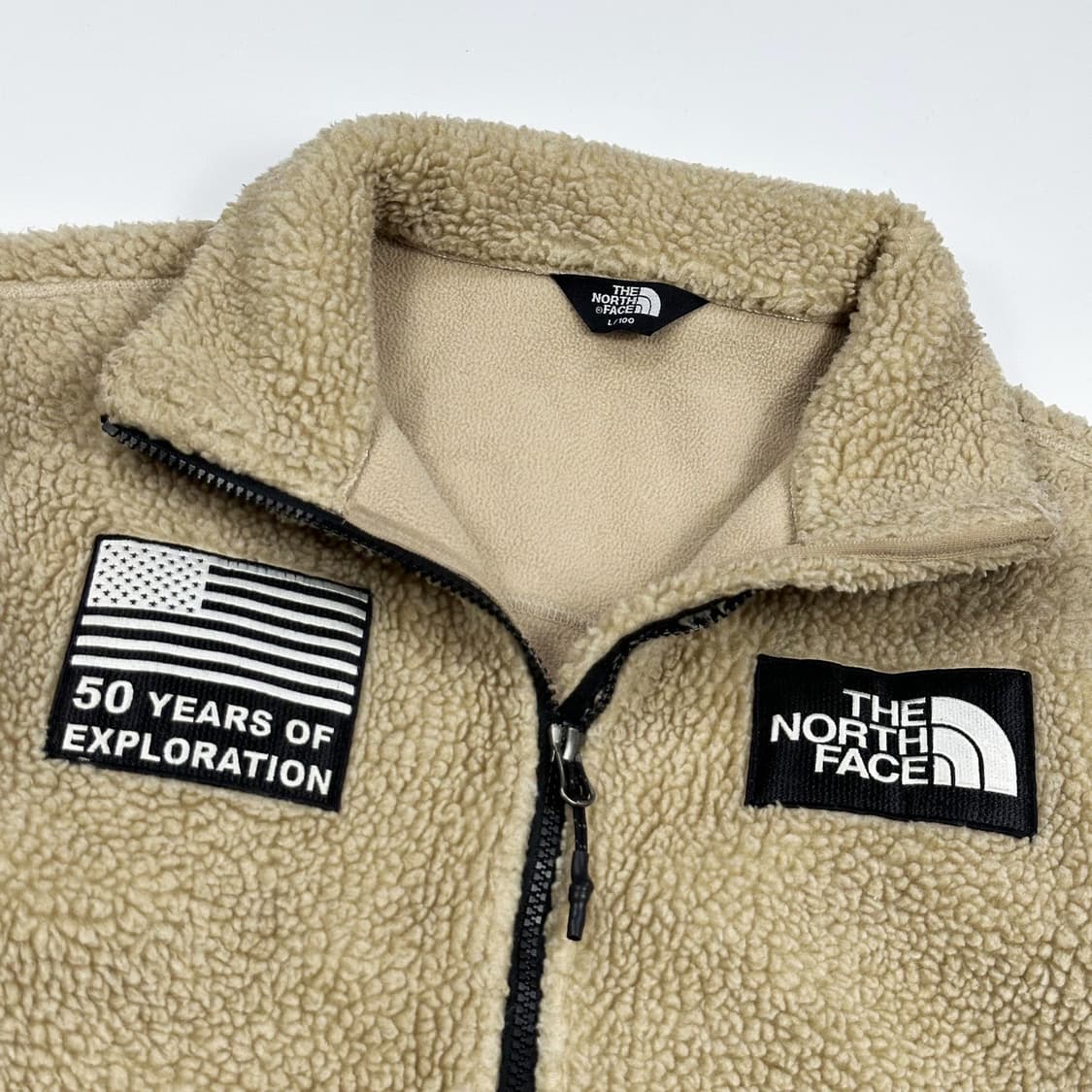 노스페이스 50주년 베이지 후리스 자켓 (L) 상품이미지3