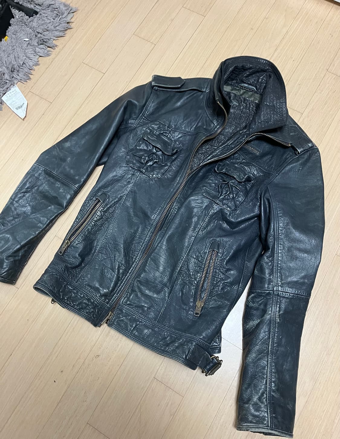 베컴 슈퍼드라이 하이넥 레더자켓  상품이미지2