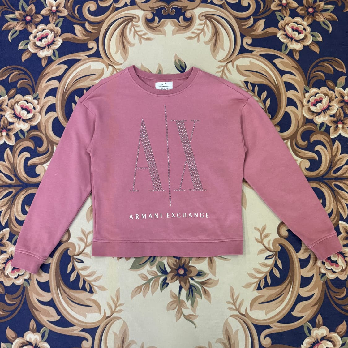 (우먼즈M)아르마니 익스체인지 스터드 로고 맨투맨(핑크) 상품이미지1