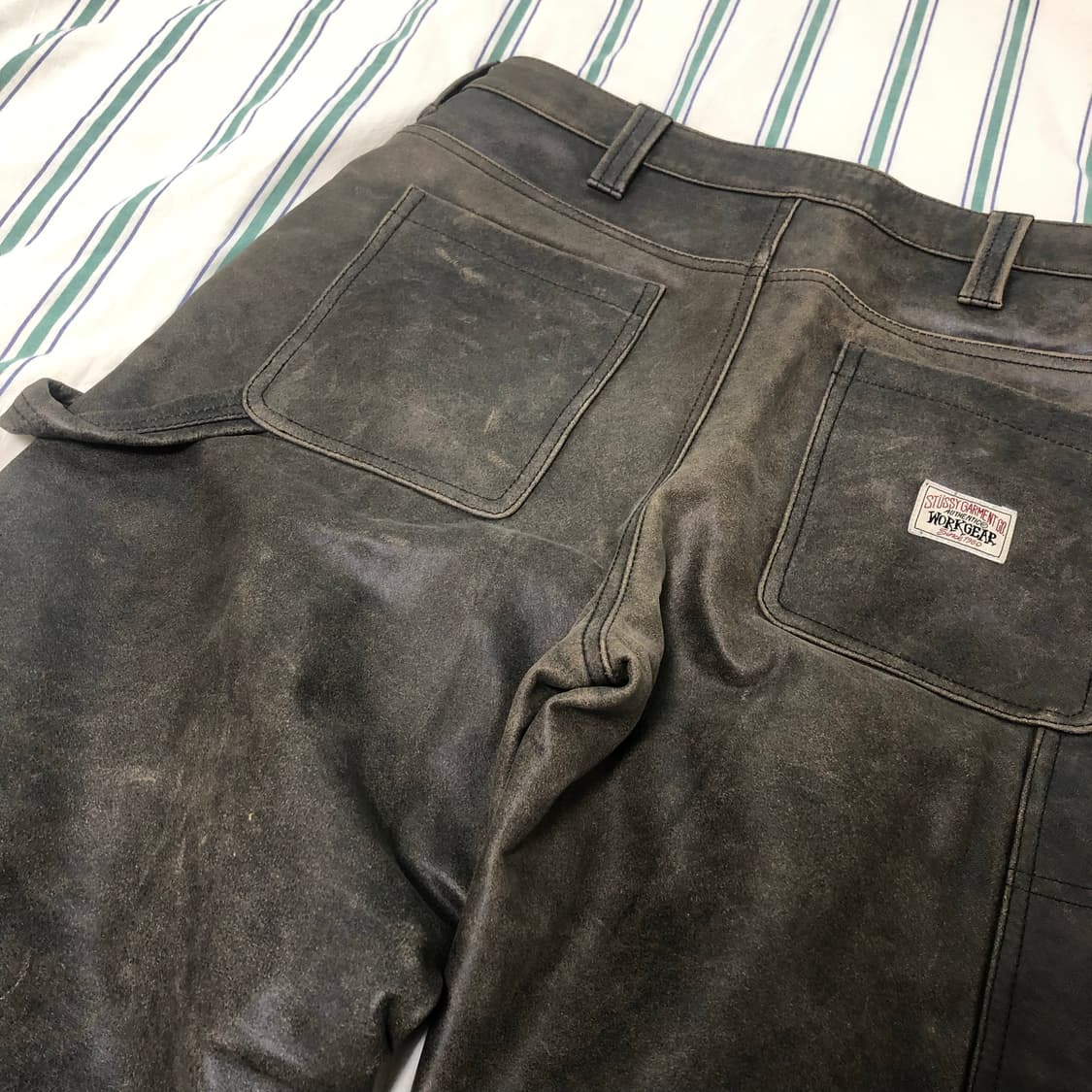 스투시 디스트레스드 레더 워크 팬츠 다크 브라운 32 상품이미지8