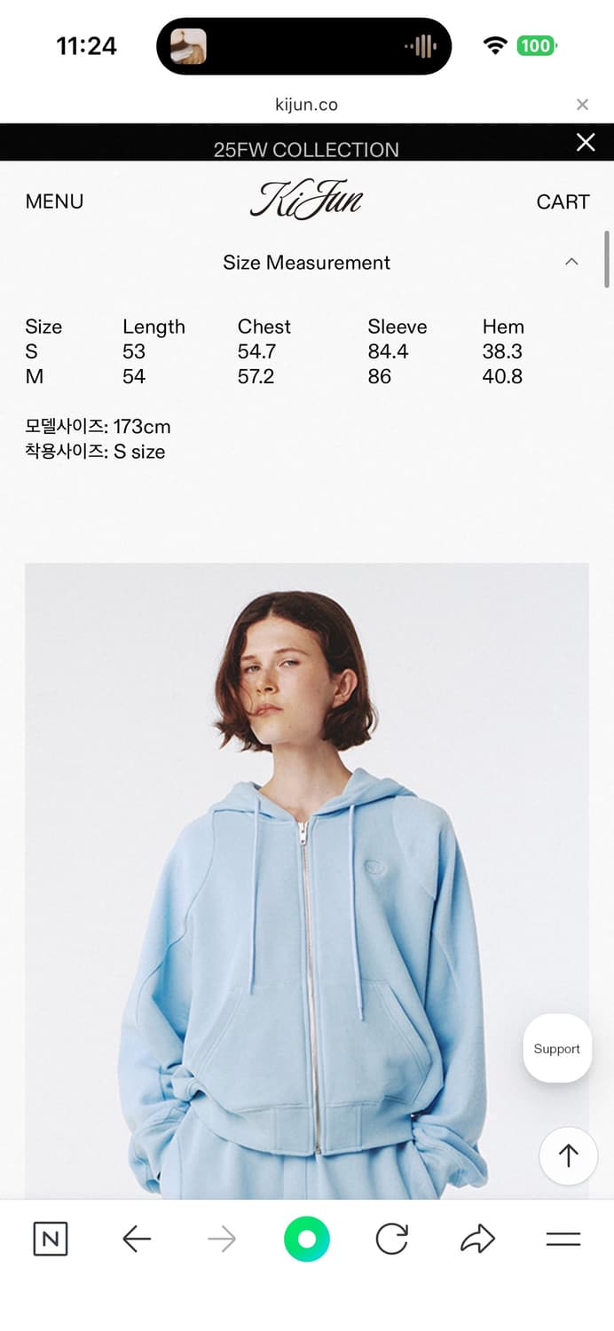 [S] 기준 Flow Zip-Up Hoodie Sky Blue 상품이미지3