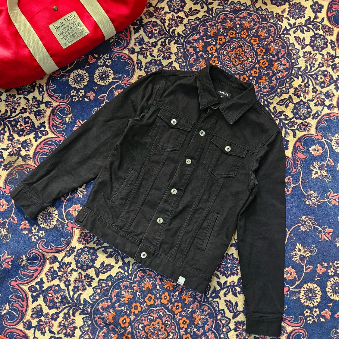 셔터 블랙 데님 트러커 자켓 M size 상품이미지1