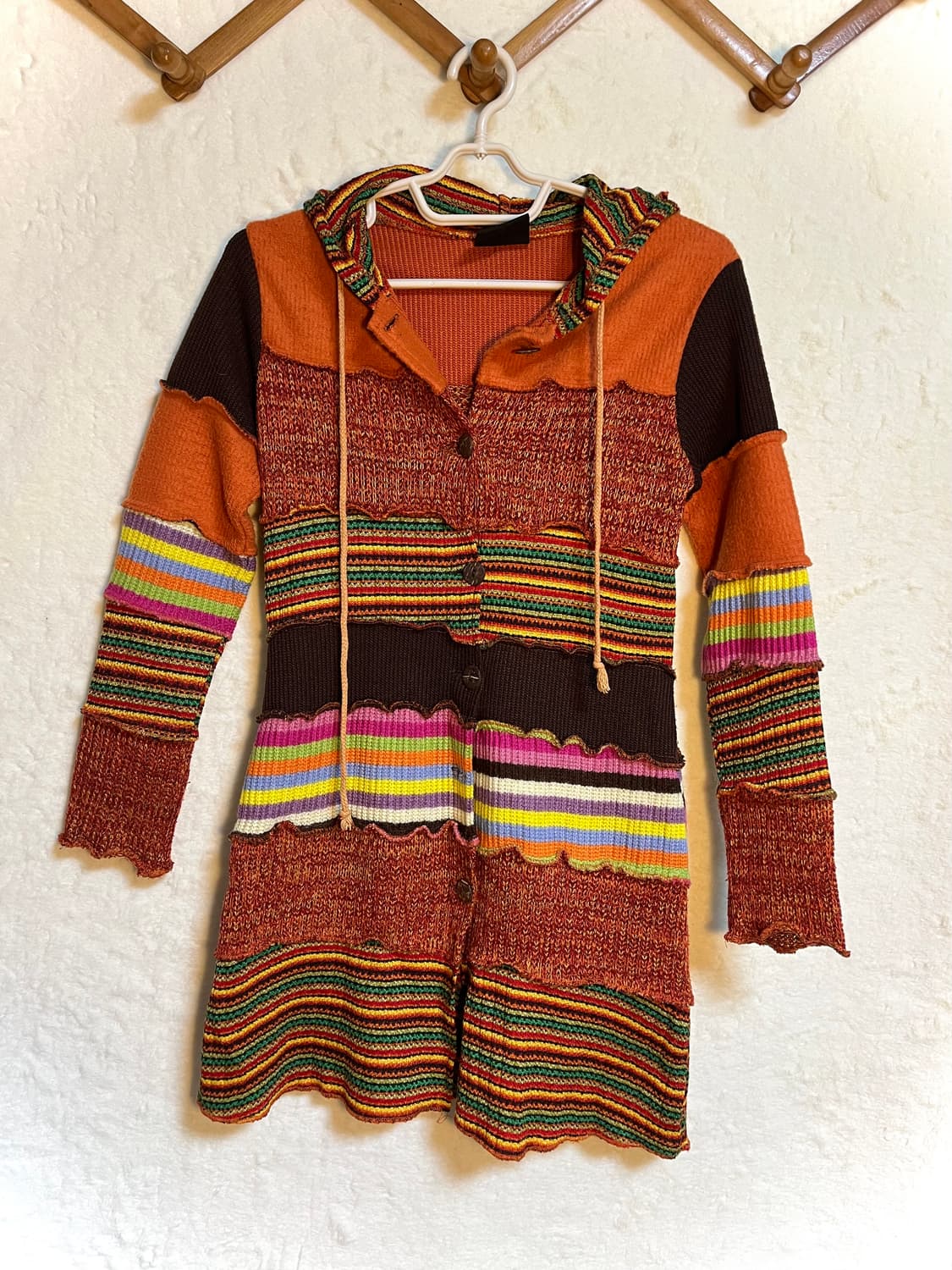 빈티지 패치 니트 원피스 후드 가디건 아우터 상품이미지1