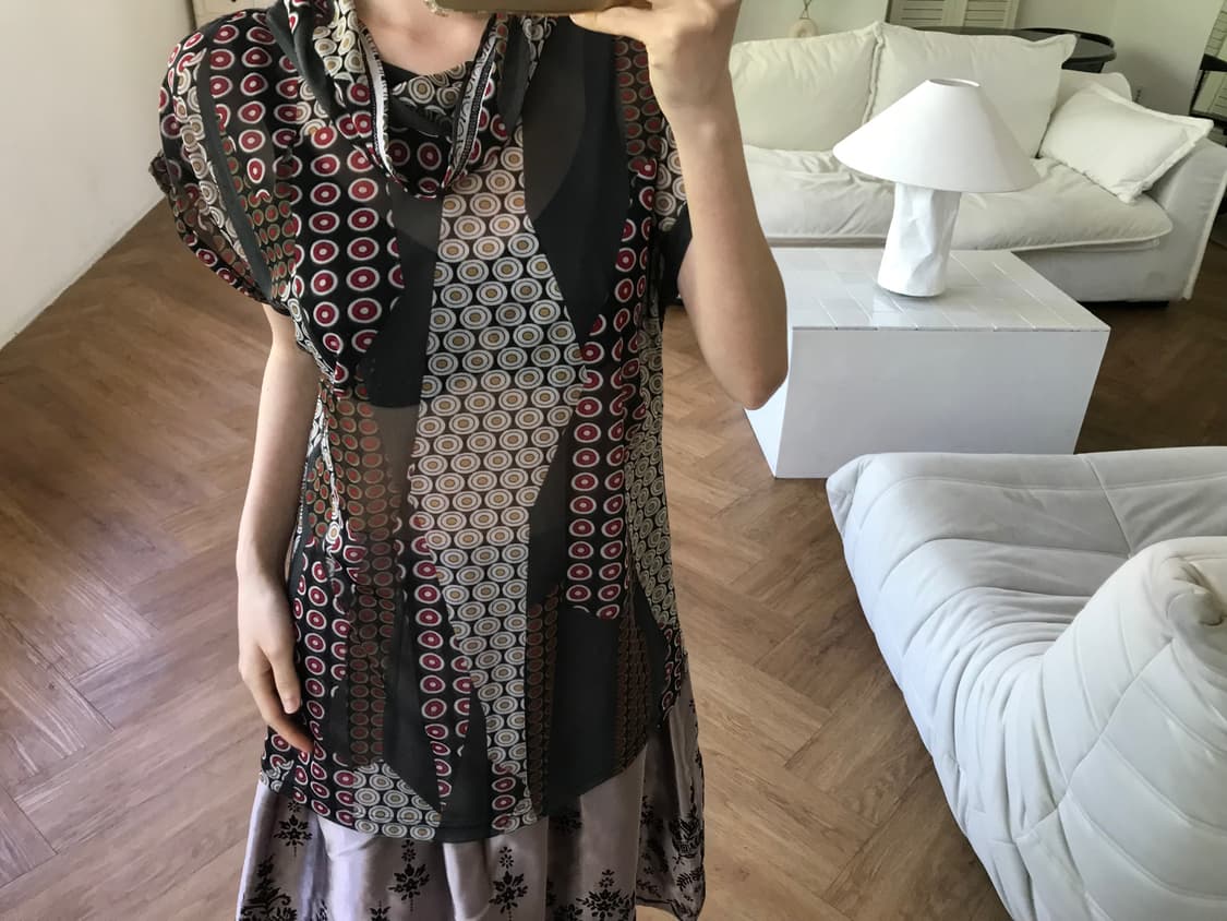vintage pattern mesh top 상품이미지3