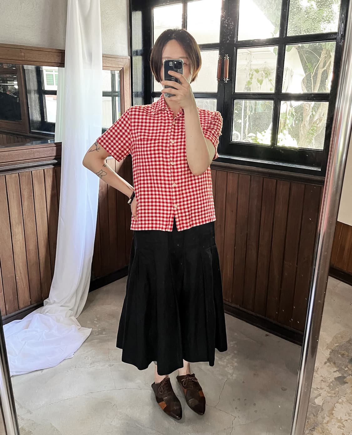 YMC red check shirt 상품이미지2