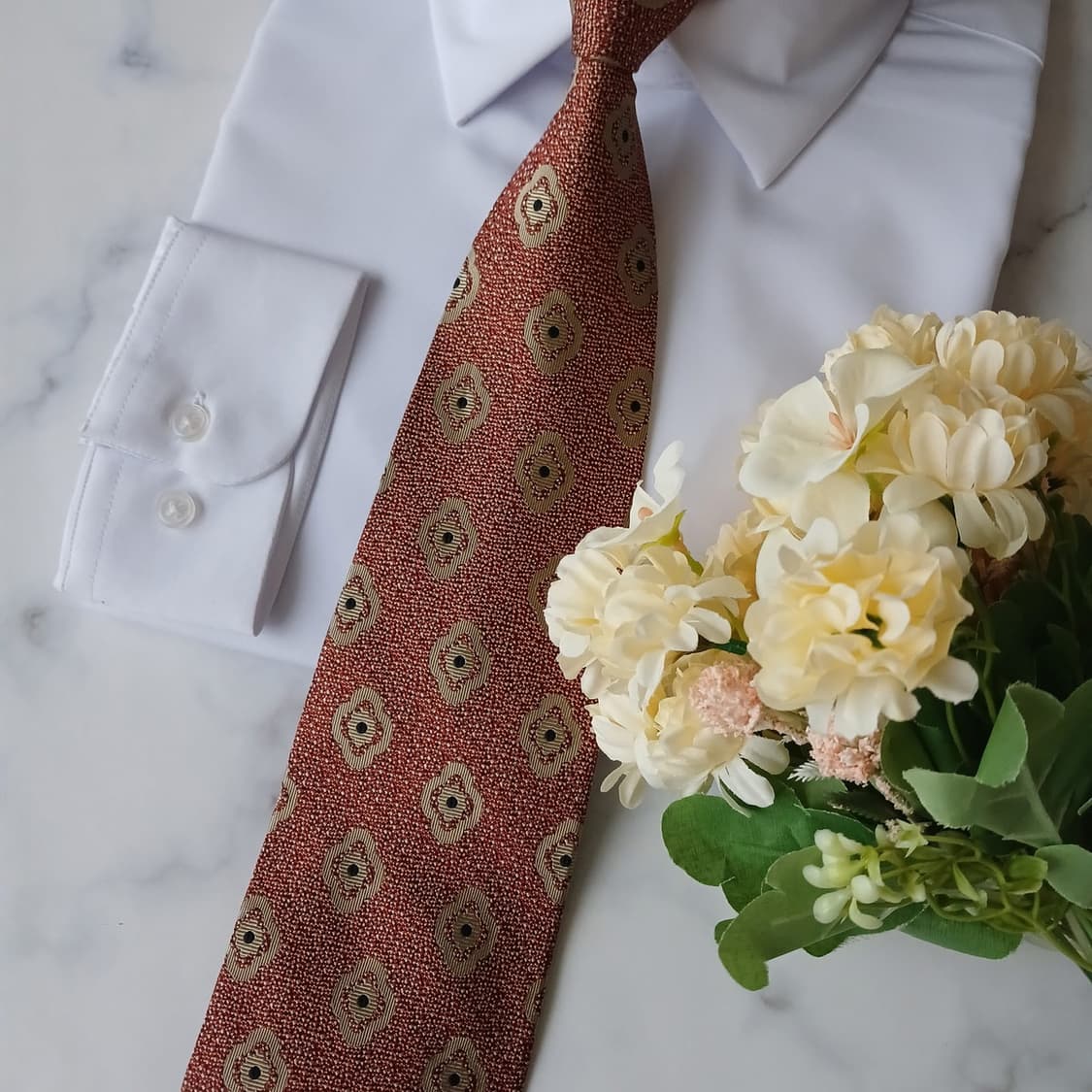 샤를 주르당 실크 버건디 패턴 넥타이 9.5cm 새상품 A19316
 상품이미지7