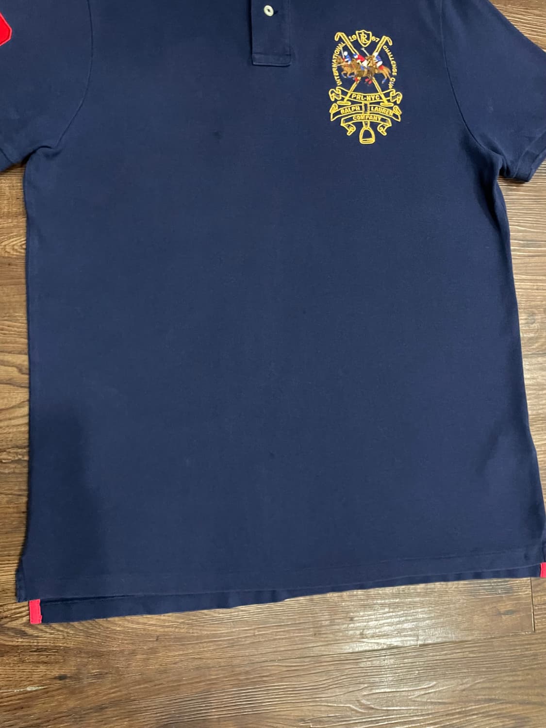 폴로 랄프로렌 자수 트리플포니 커스텀 슬림핏 PK 카라티 네이비 상품이미지4