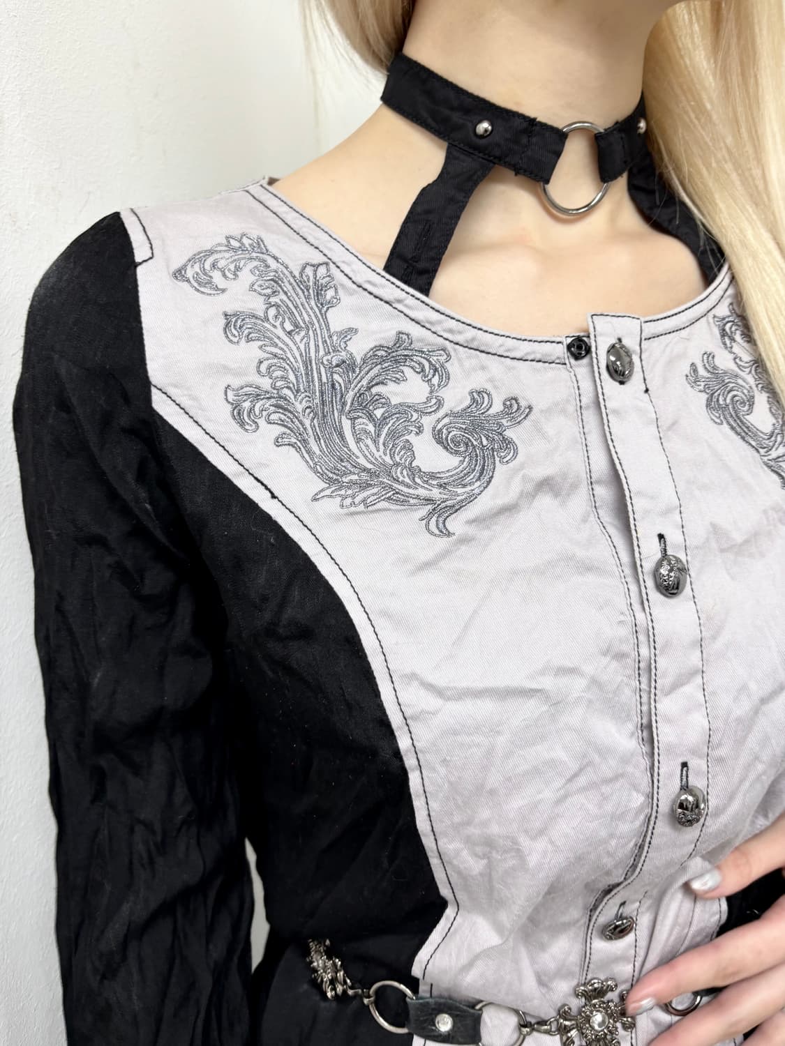 “Algonquins” 00’s Gothic Print Long Shir 상품이미지3