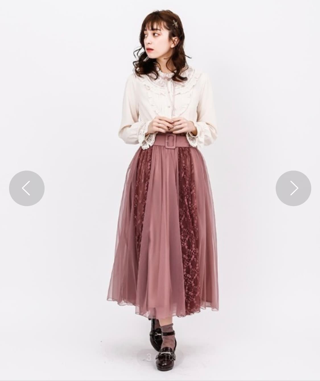 스나계st 히메 핑크 레이스 샤 롱스커트 상품이미지1