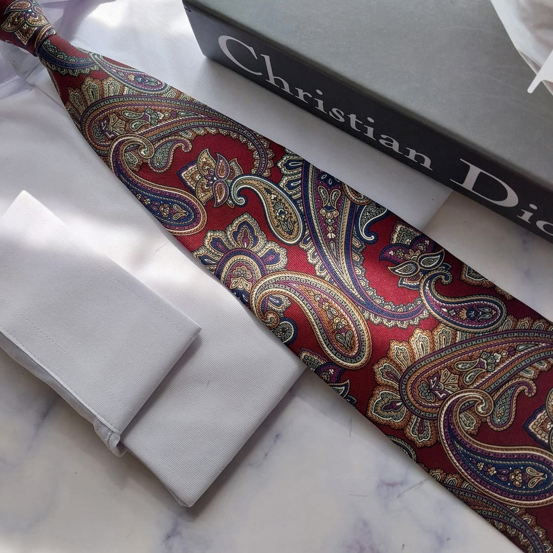 크리스찬 디올 와인 페이즐리 넥타이 9.5cm S~A+등급 K2530 상품이미지6