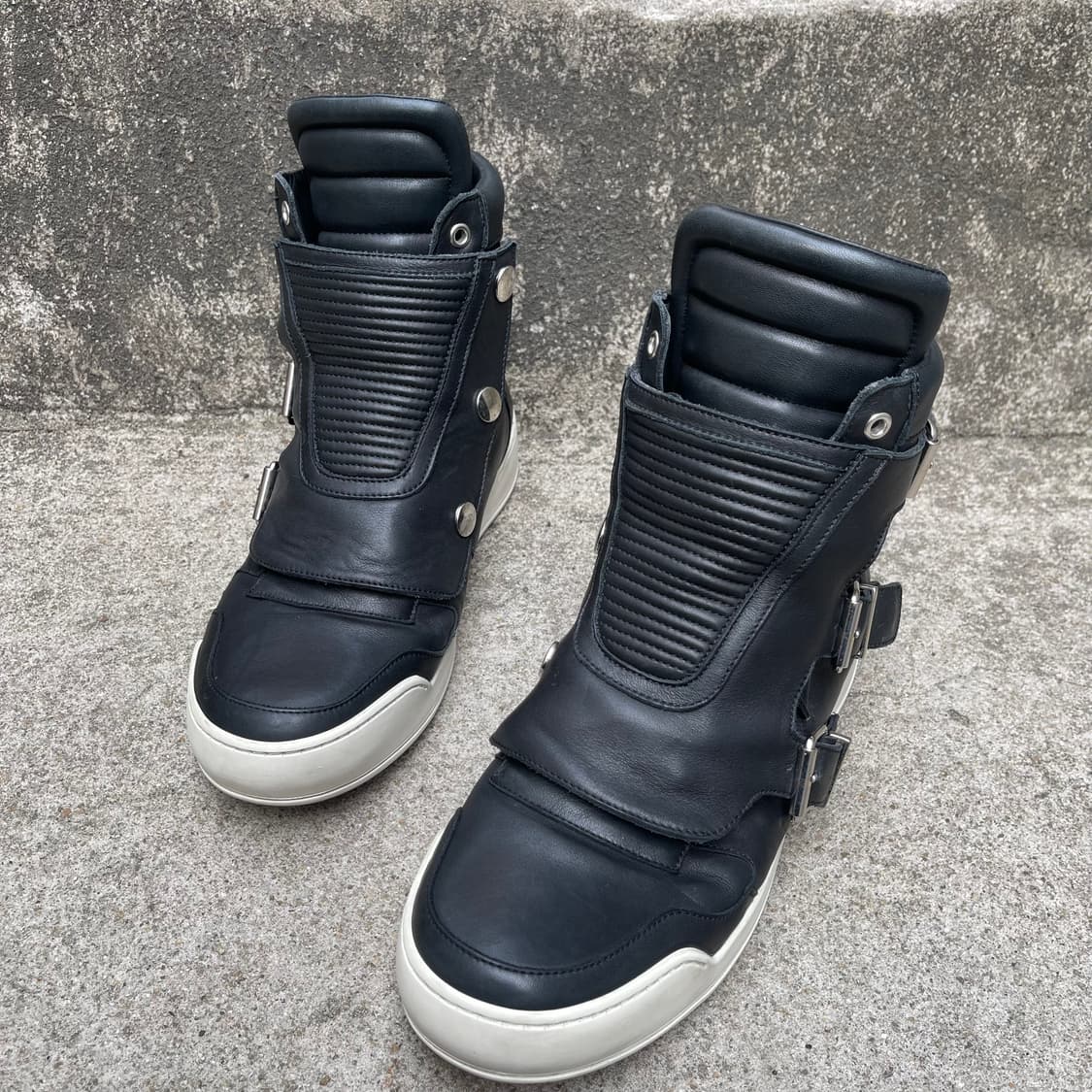 [41] Balmain 아카이브 블랙 레더 하이탑 스니커즈 (260) 상품이미지4