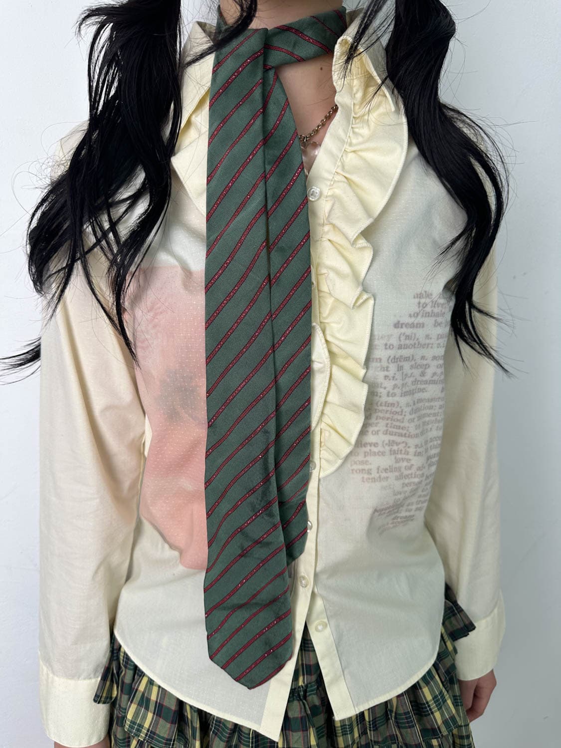 카키 버건디 스트라이프 넥타이 상품이미지1