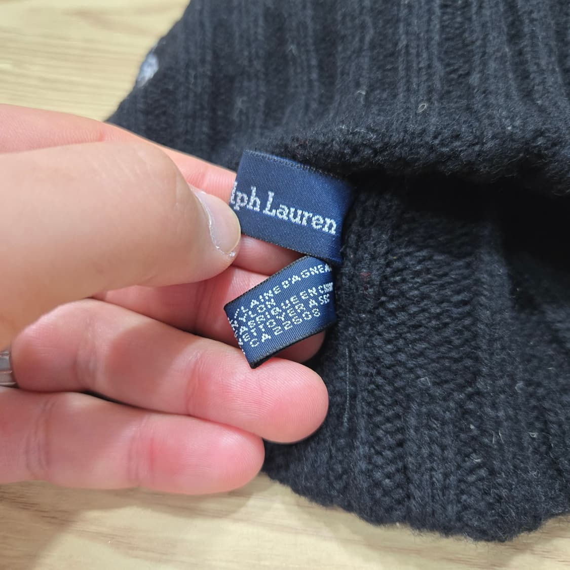 OS 폴로랄프로렌 램스울 비니 블랙 화이트 포니 상품이미지4