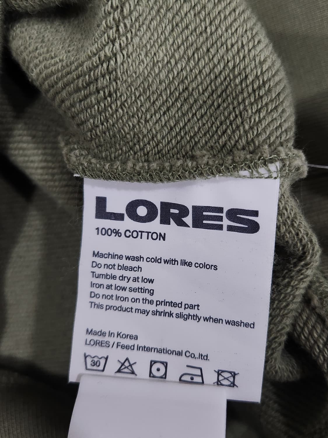 로어즈 LORES 카키 맨투맨 남성 L 100사이즈 상품이미지5