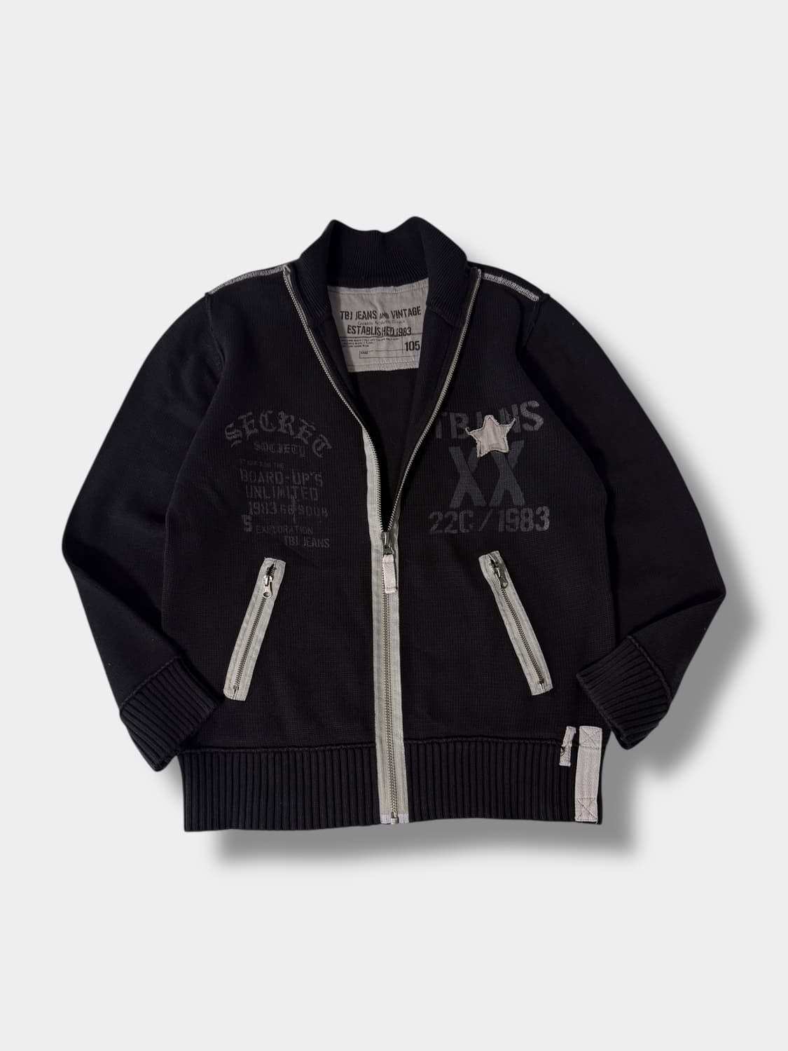 90‘s vtg 그런지 해비 코튼 니트 집업 상품이미지1