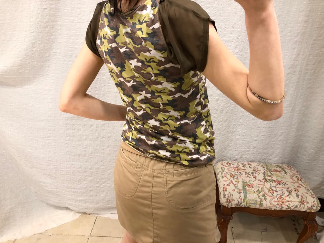 Camo see-through puff top 상품이미지6