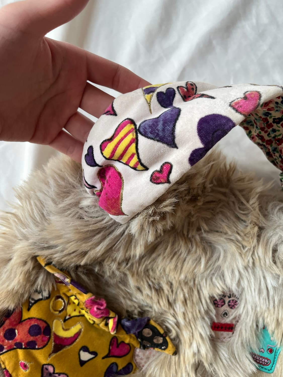 (초레어) 츠모리 치사토 하트 해골 퍼 벨로어 가죽 패치 숄더 백 상품이미지4