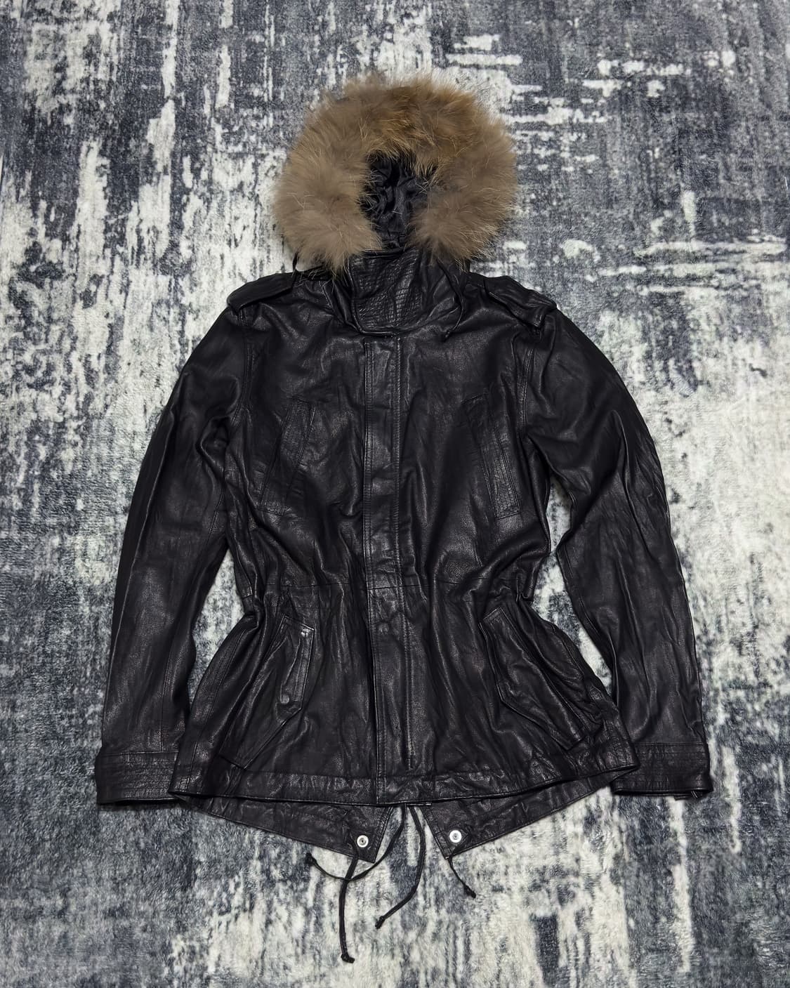 {Unknown} Pig Leather Racoon Fur Parka   상품이미지2