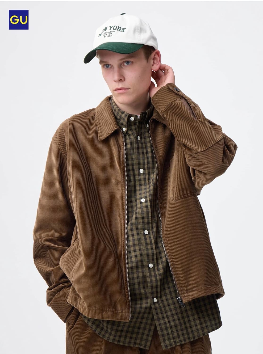 GU코듀로이집업셔츠재킷 [브라운-L] 상품이미지1
