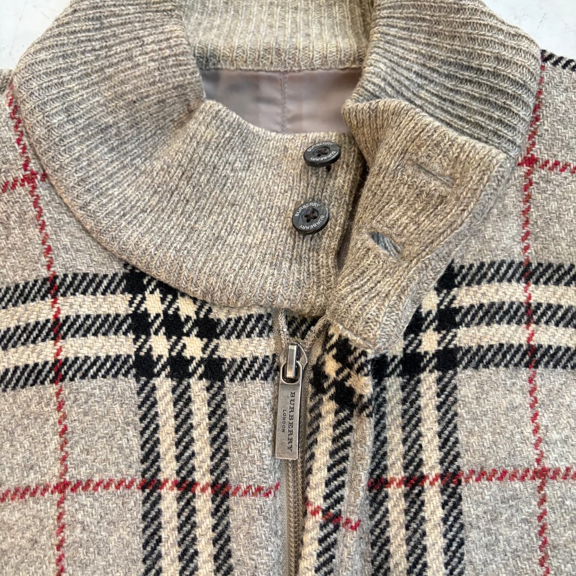버버리 체크 울 니트 봄버자켓 L 상품이미지6