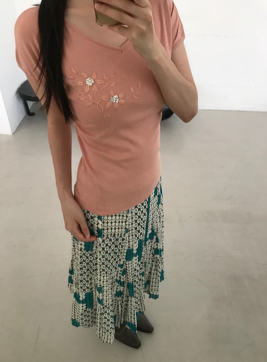 vintage pattern pink top 상품이미지1