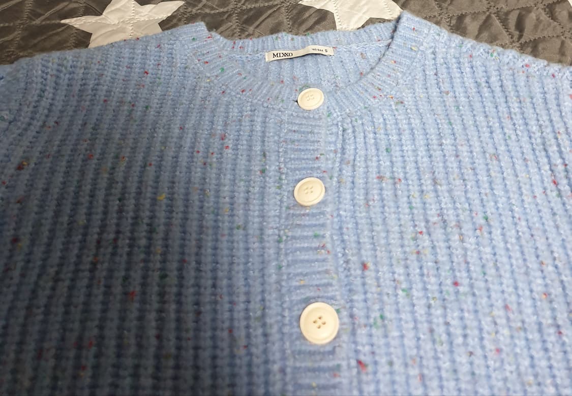 미쏘 크롭 혜비 니트가디건 스카이블루 (S) 상품이미지2