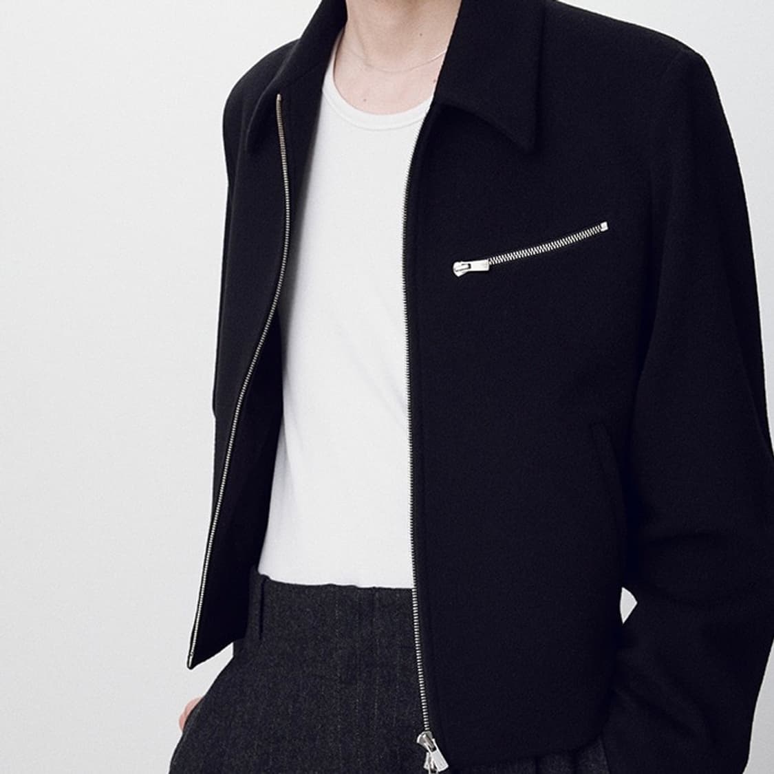 Cashmere Chest Zip Berlin Jacket_ Black 상품이미지2
