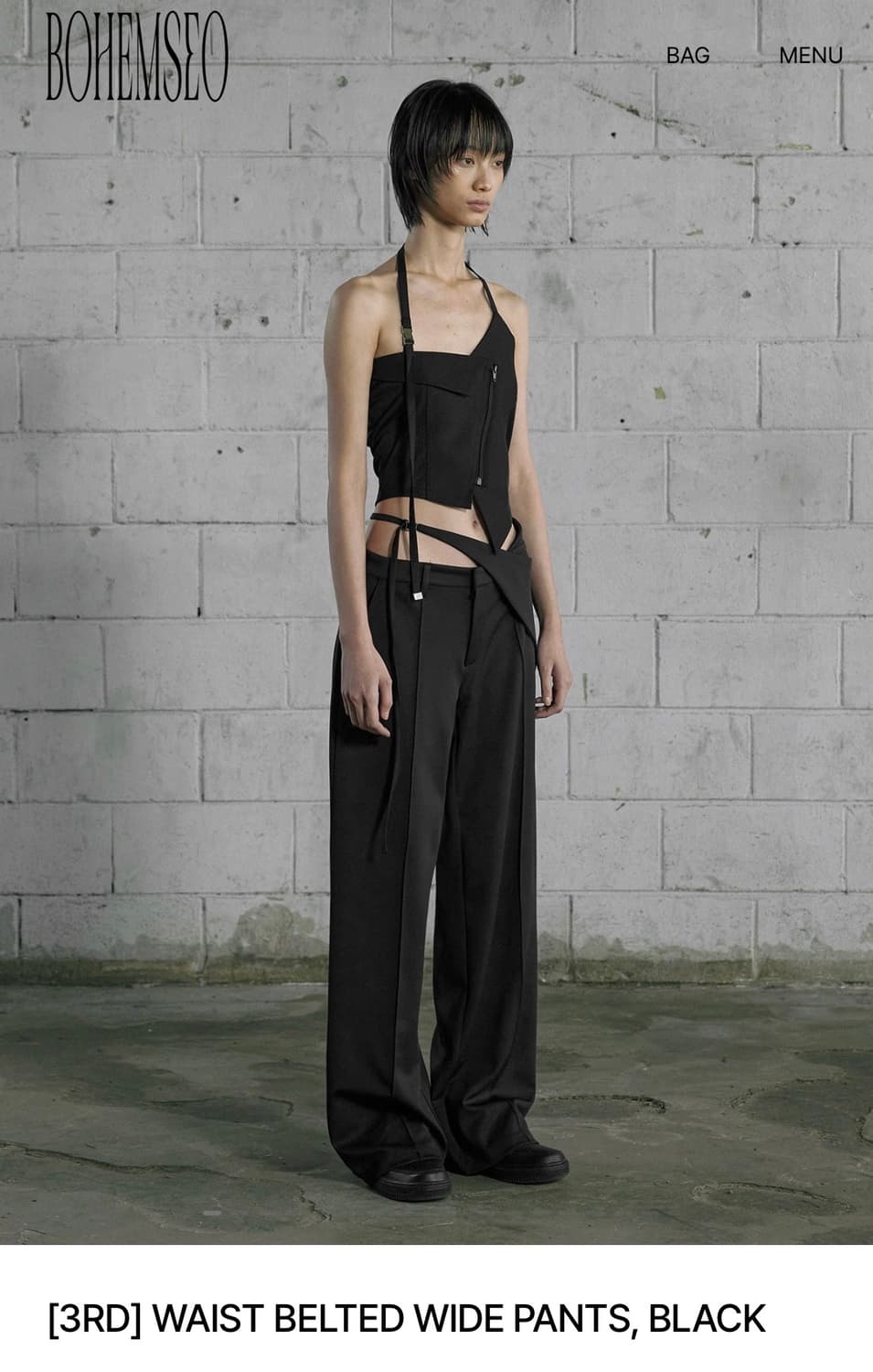 보헤미안 서울 WAIST BELTED WIDE PANTS, BLACK 상품이미지1