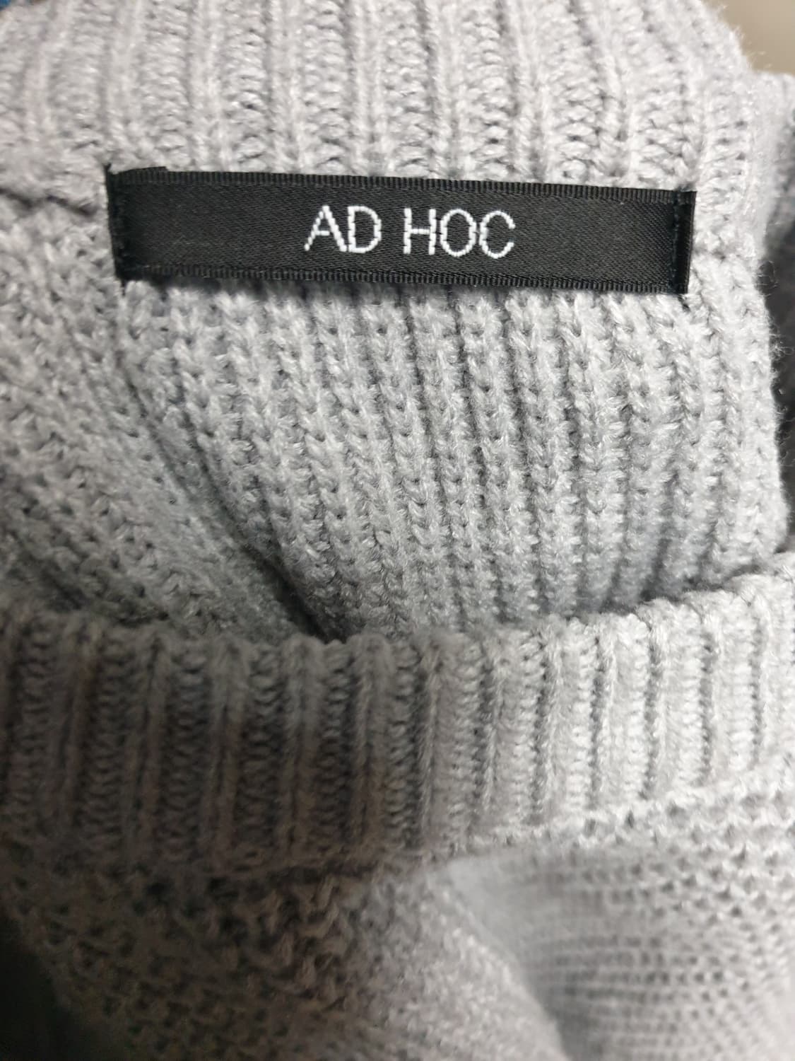 AD HOC 슬림핏 와플 크루넥 니트 스웨터 그레이 (M) 상품이미지3