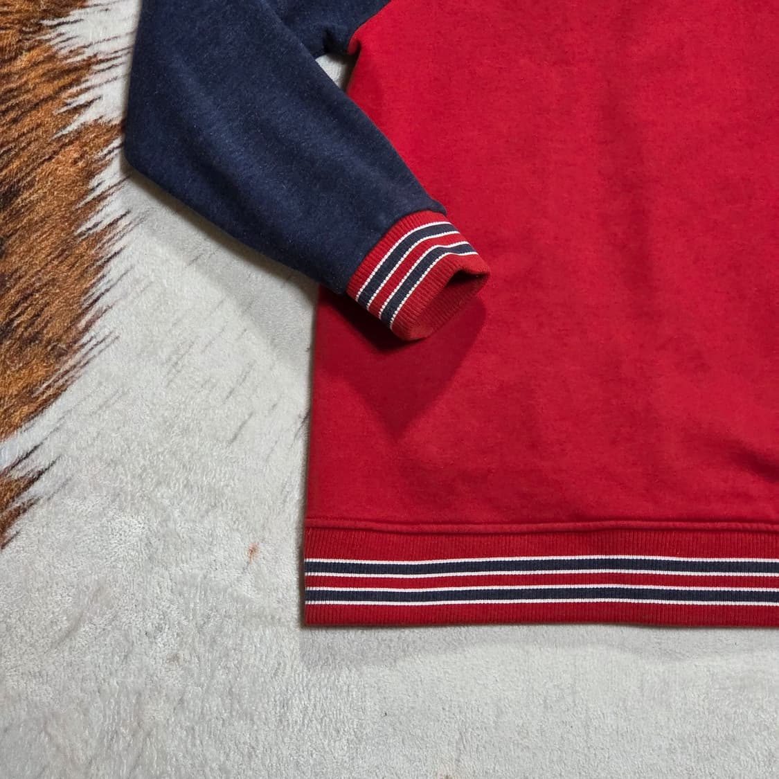 빈티지 레드 네이비 배색 패치 바시티자켓 상품이미지6