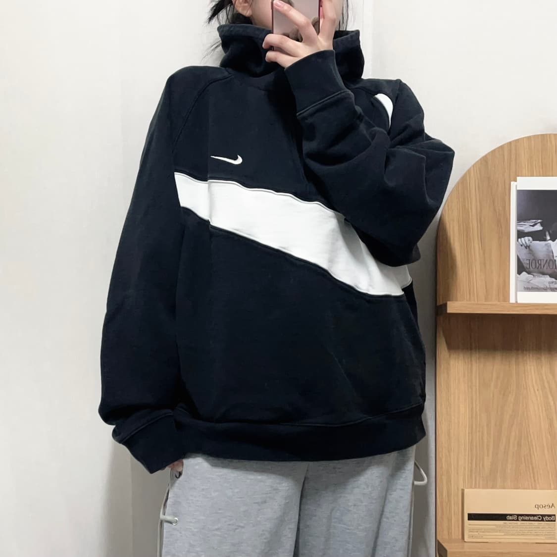 [정품] 나이키 블랙 빅스우시 두툼 후드 아노락 [ XXL ] 상품이미지2