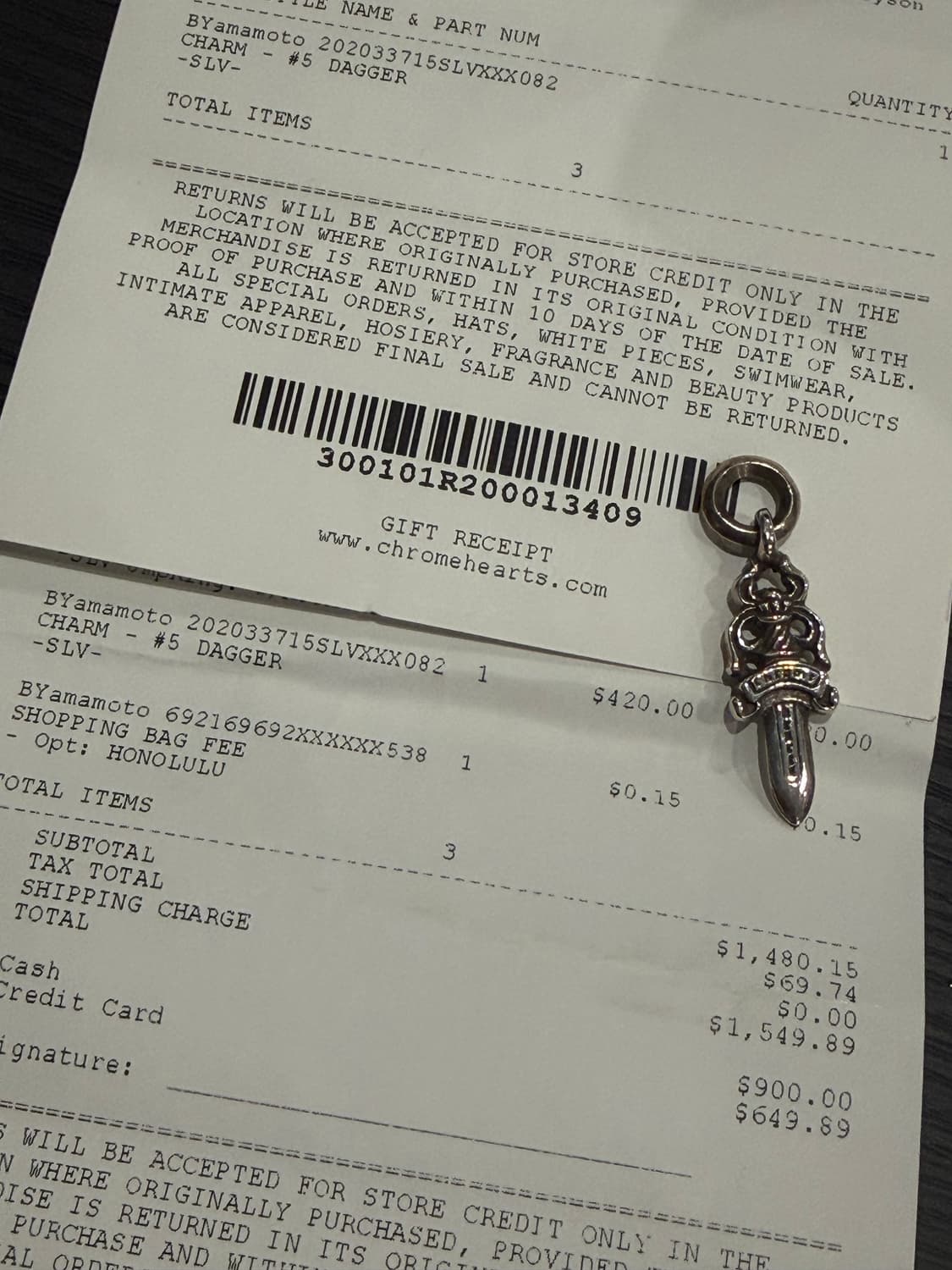 크롬하츠 5대거 팬던트 상품이미지1