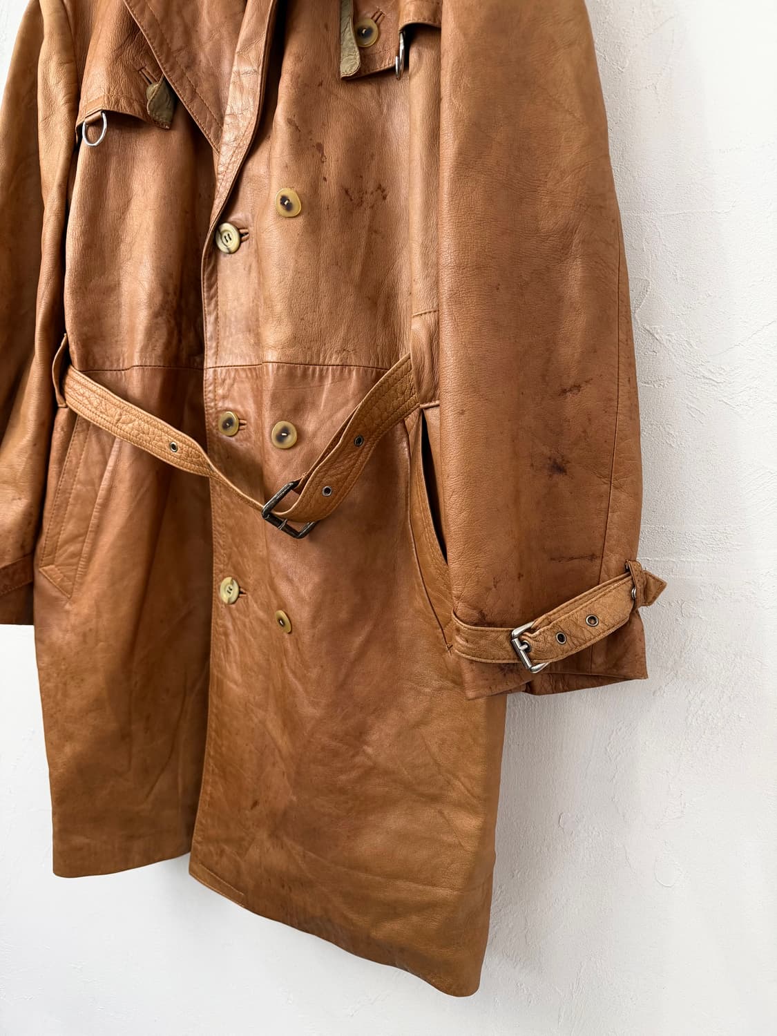 70s 빈티지 레더 트렌치 코트 상품이미지3