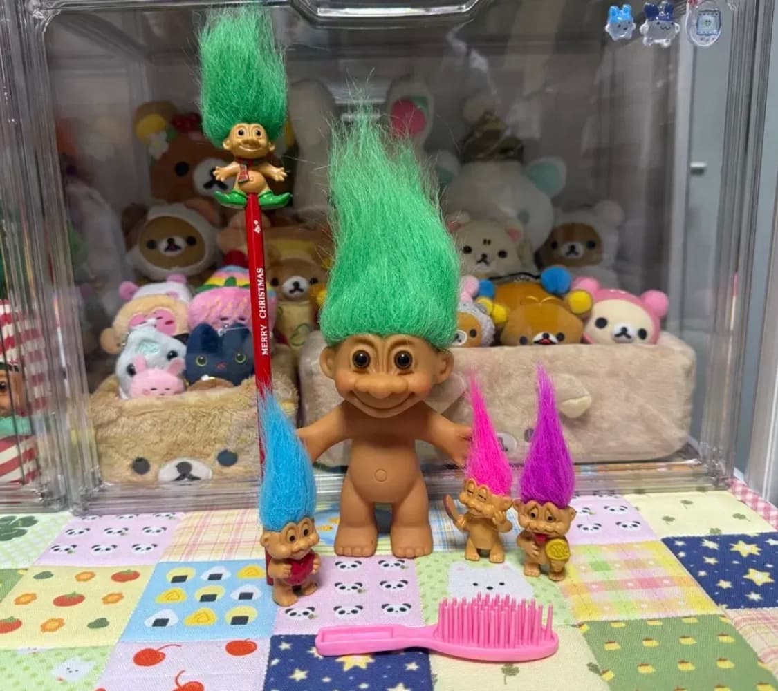 빈티지 트롤인형 세트 (트롤+쪼꼬미3마리+연필+빗) 상품이미지1