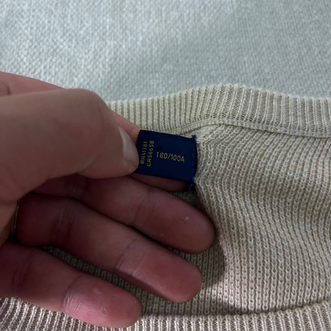 105 폴로랄프로렌 와플 코튼 베이지 니트 상품이미지3