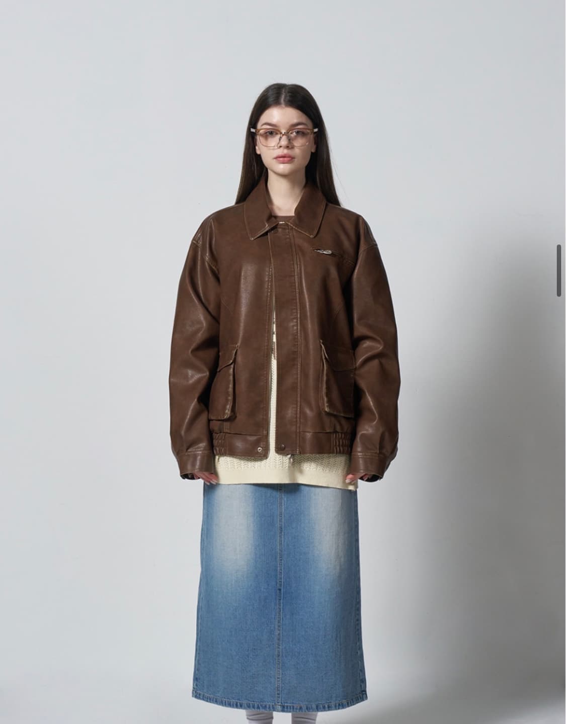 구빈(GUBIN)의 비건 레더 포켓 블루종 자켓 L 상품이미지6
