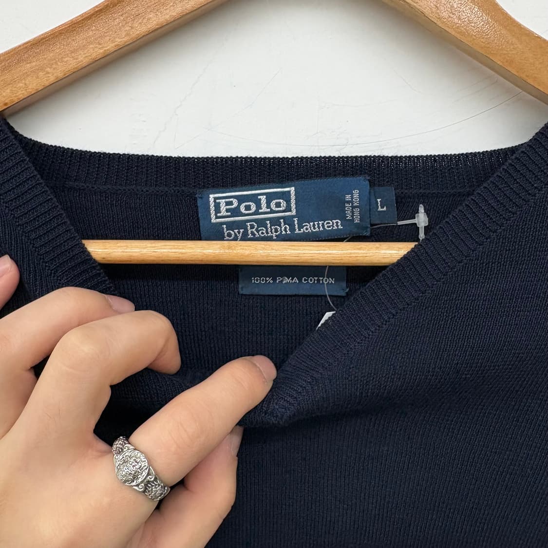 폴로 랄프로렌 네이비 브이넥 니트 여/L 상품이미지4