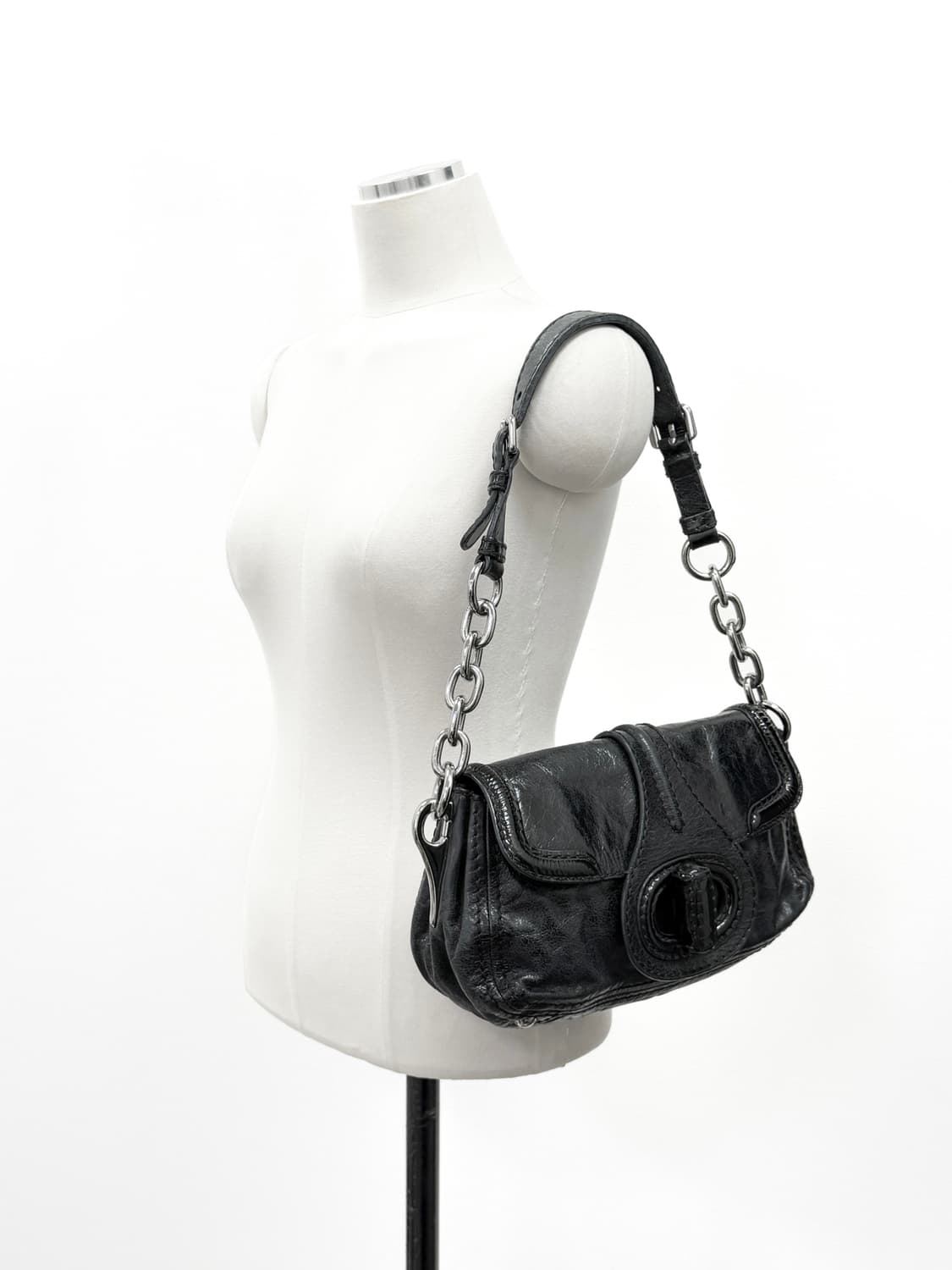 프라다 빈티지 레더 체인 숄더백 상품이미지2