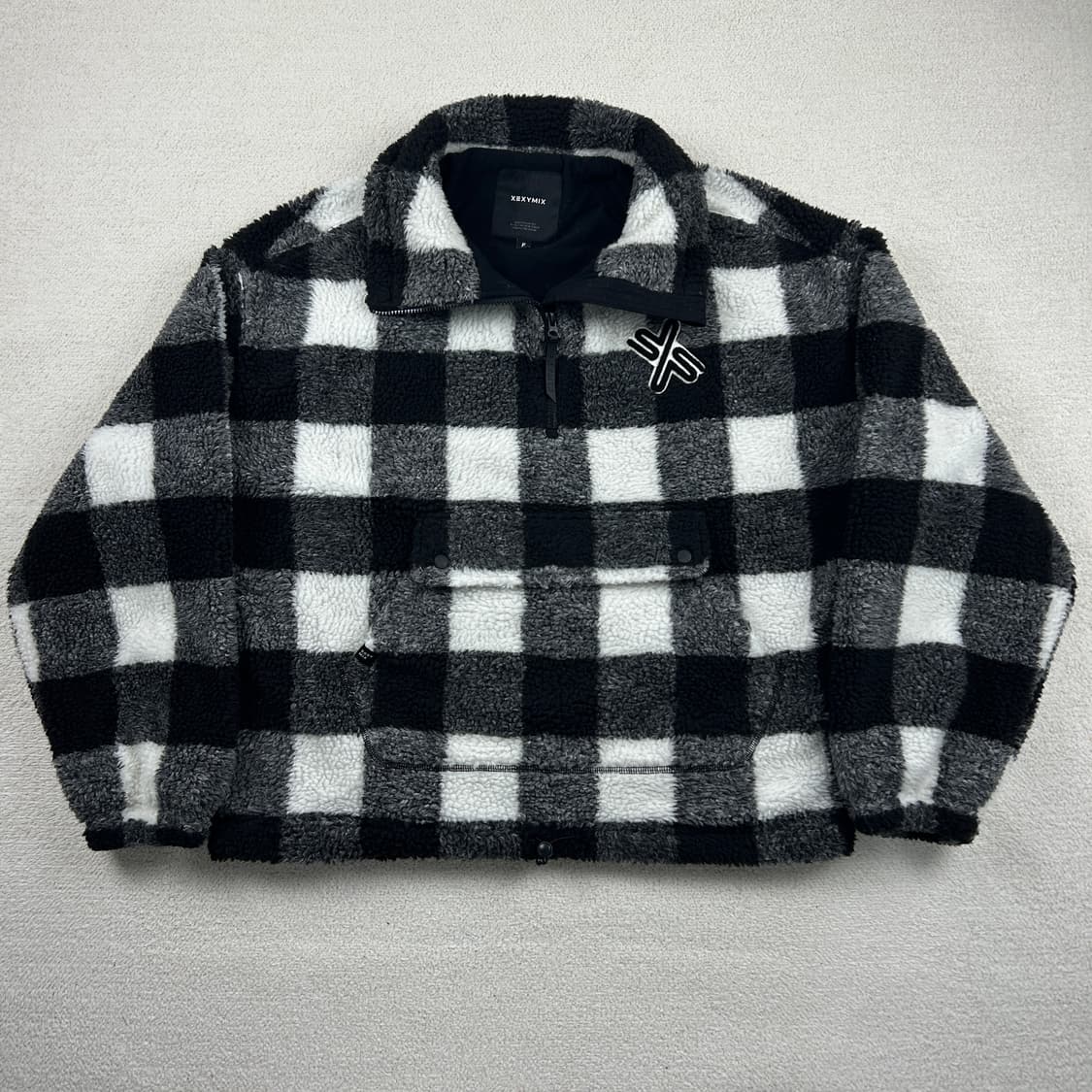 젝시믹스 자수로고 오레오 체크 플리스 아노락 상품이미지3