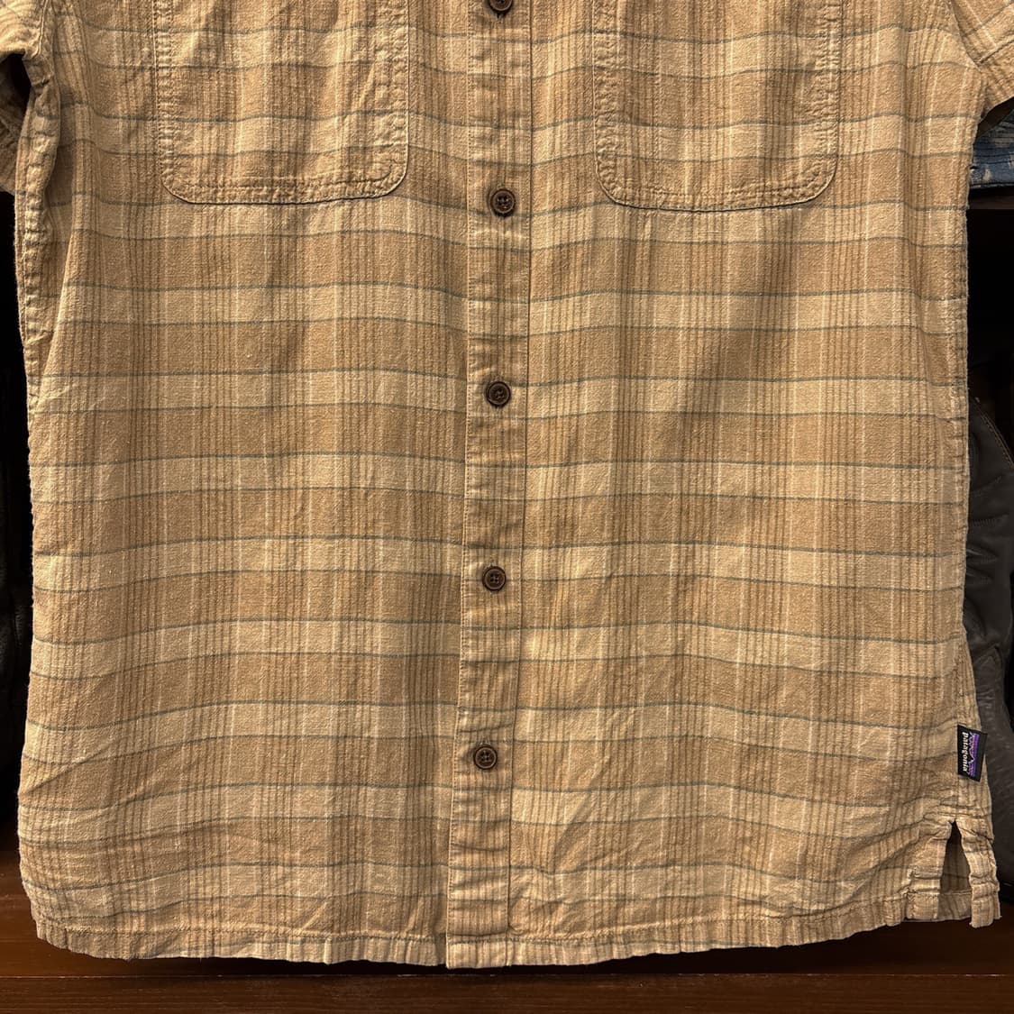 파타고니아 워시드 브라운 멀티 체크 라이트코튼 워크셔츠 N1025 상품이미지4