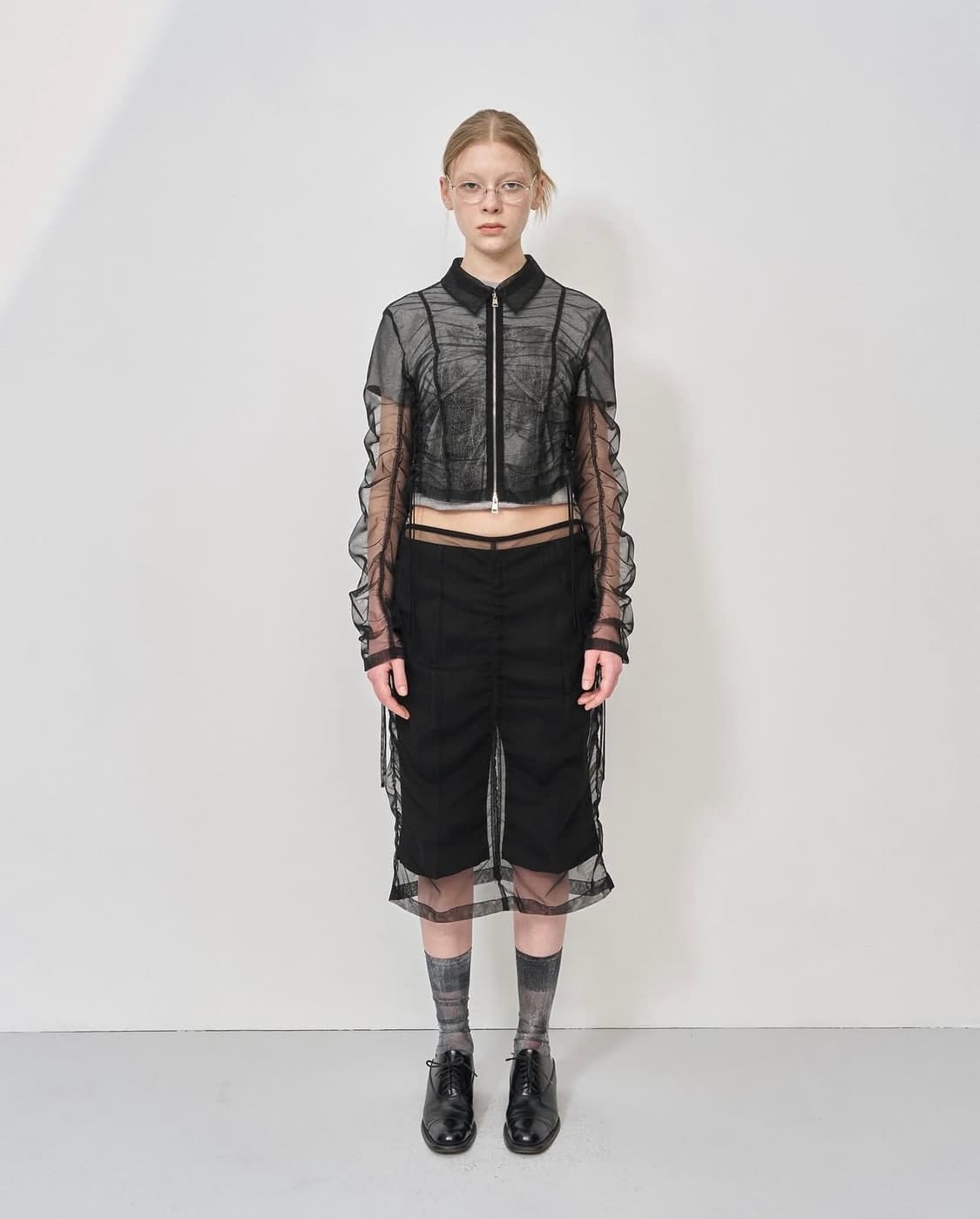 LCDC mesh shirring zip-up 상품이미지1