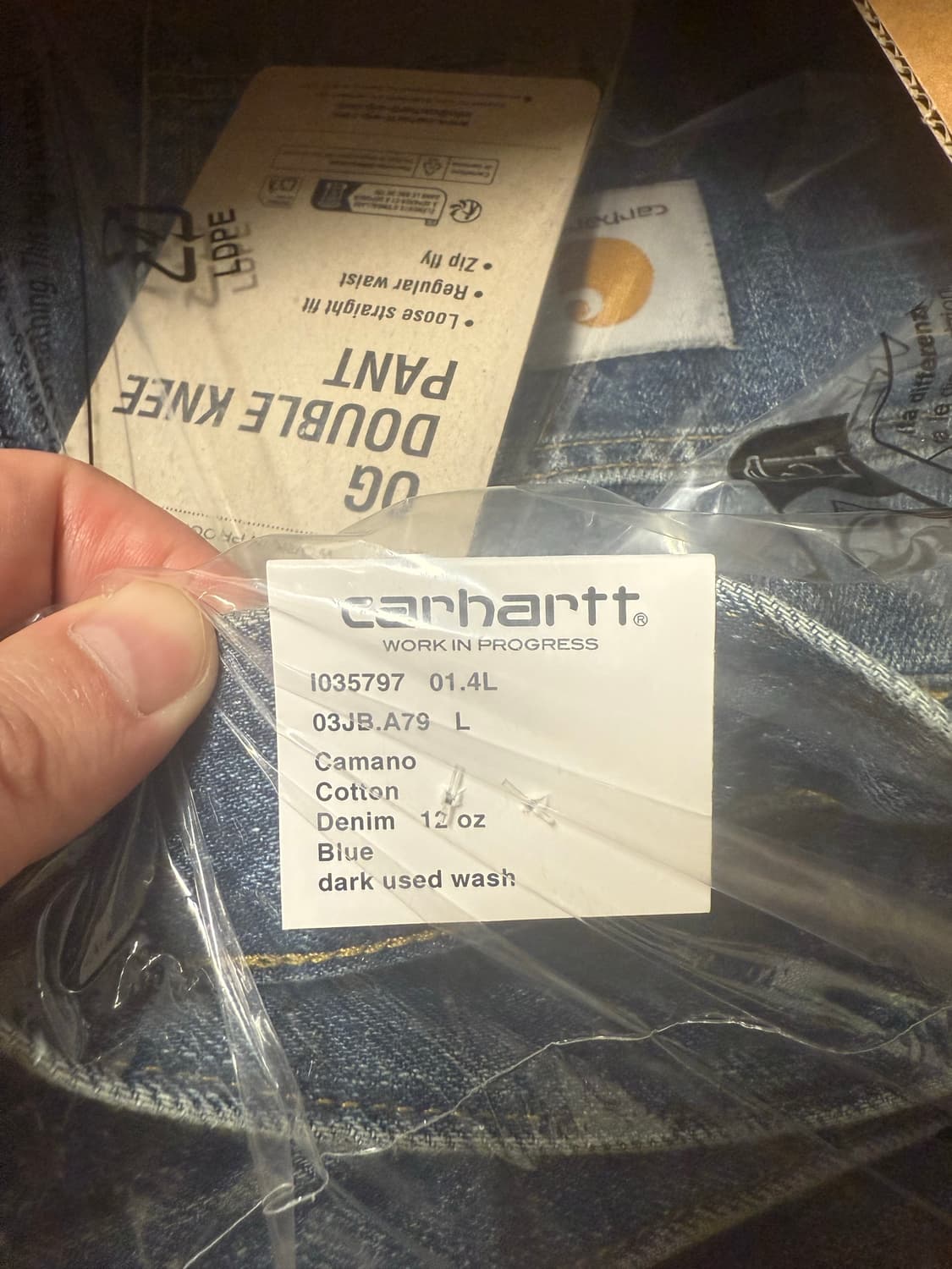 칼하트 WIP OG 더블니 팬츠 L 새제품 블루다크워시드 상품이미지4