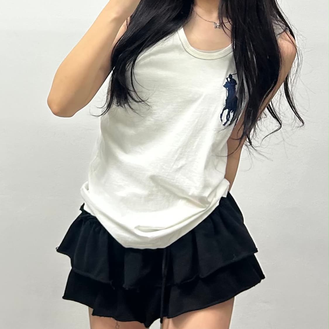 폴로 랄프로렌 빅포니 화이트 슬리브리스  나시 티셔츠(S) 상품이미지3