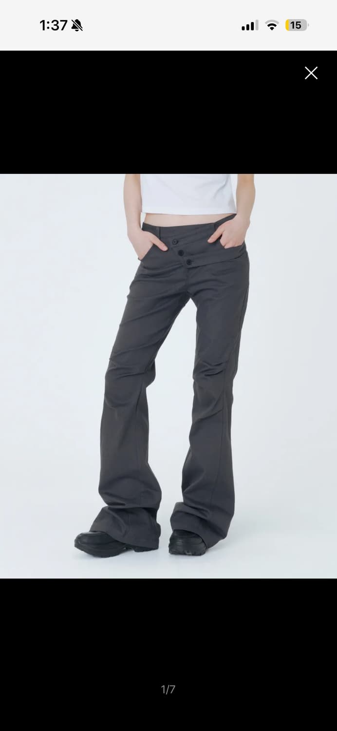 미세키서울 Diagonal strap bootcut pants CHARC 상품이미지1
