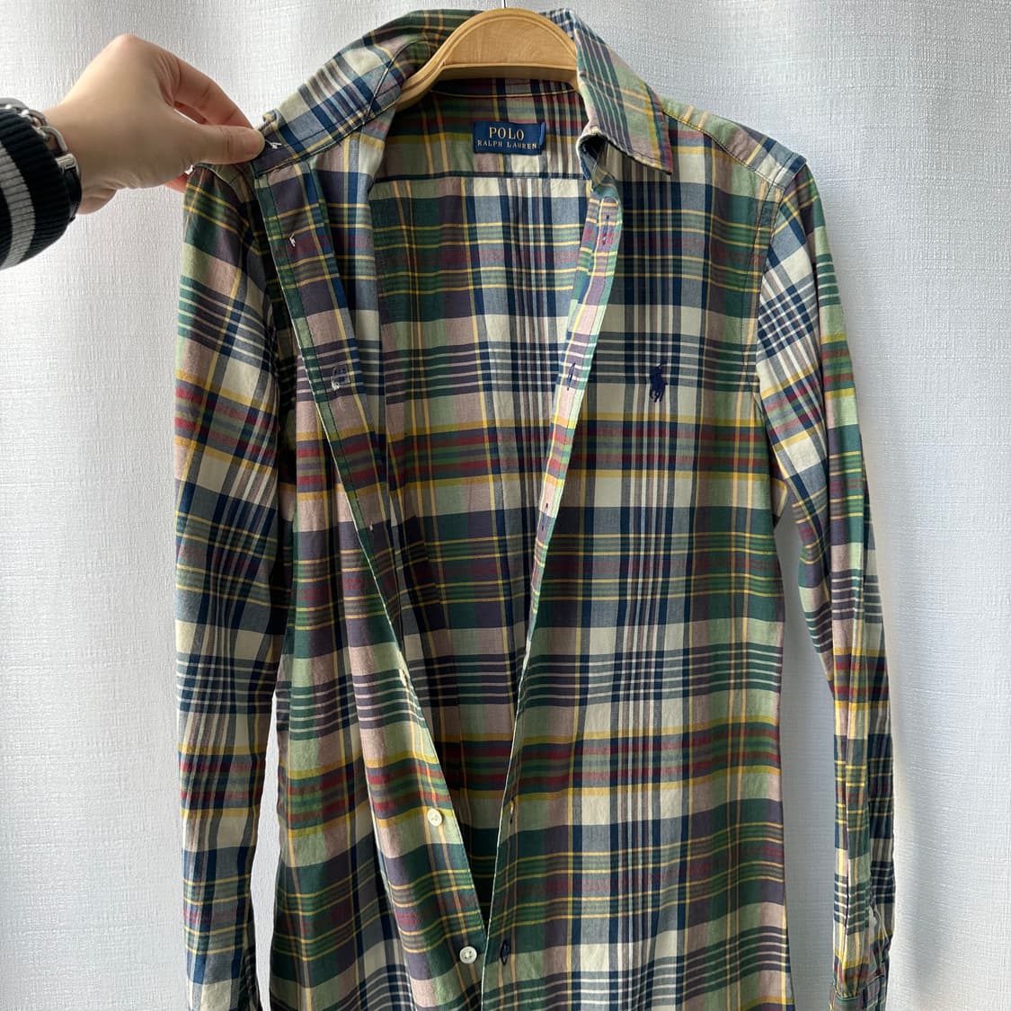 폴로 랄프로렌 플래드 코튼 셔츠 원피스 그린 네이비 0사이즈 상품이미지6
