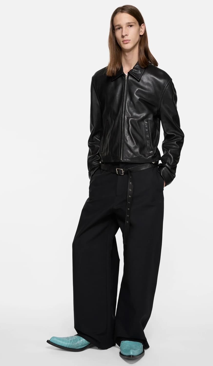 아크네 / 벨트 가죽 라이더 자켓 / 52(105~) 상품이미지7