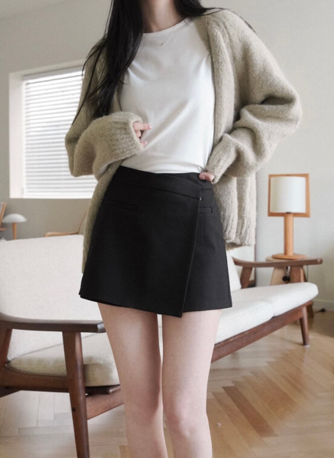 Uur 유유알 브리드 랩 스커트-팬츠 [블랙] 상품이미지1