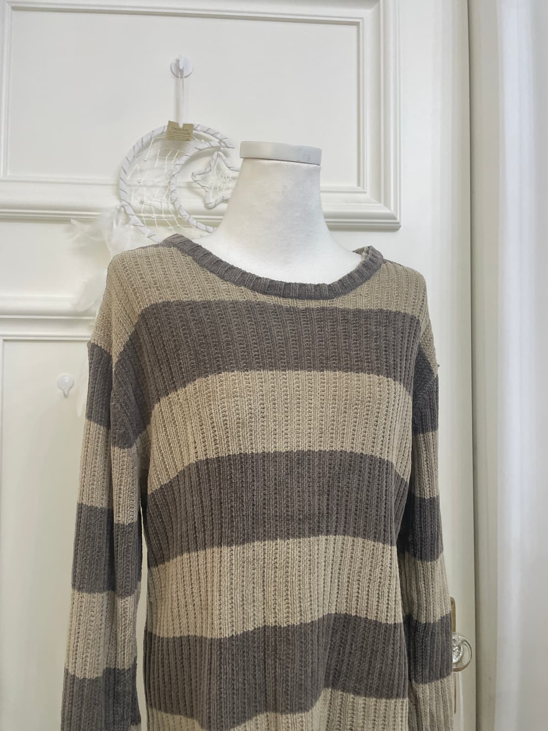 brown charcoal y2k stripe loose sweater 상품이미지6