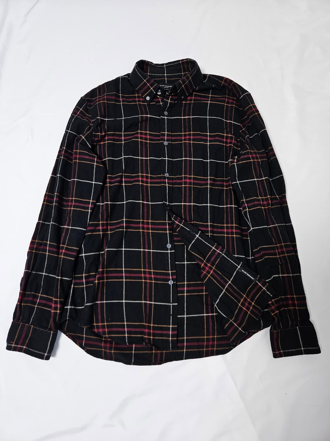 클럽모나코 플란넬 코튼 셔츠 다크레드 패턴 M 100 상품이미지1