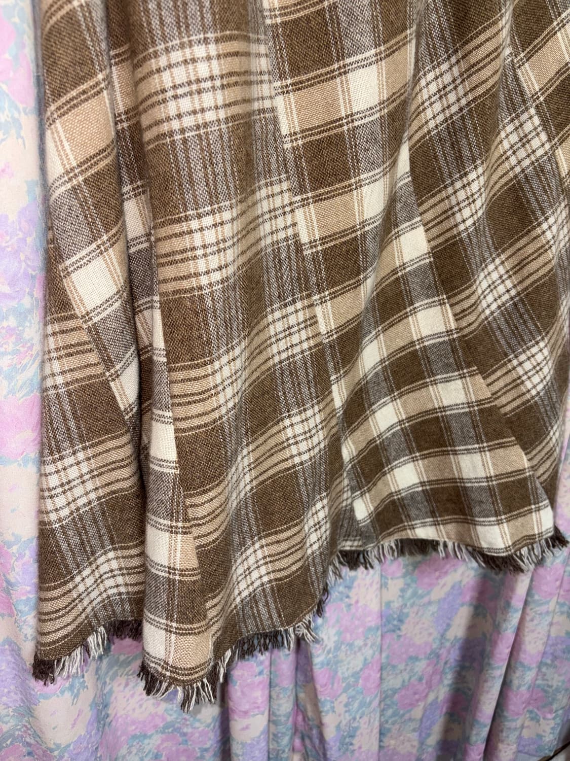 베이지 체크 울 스커트 상품이미지9